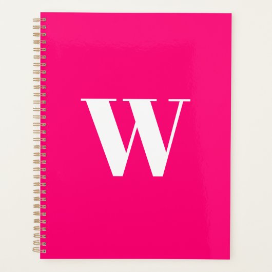 Modernes, hochrosa Monogramm-Anfangsbuchstaben Planer (Vorderseite)