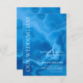 Modernes Hochzeitblau Einladung (Vorne/Hinten)