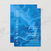 Modernes Hochzeitblau Einladung (Vorne/Hinten)