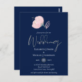Modernes Hochzeitbudget für Hochzeiten in Blue Pin Postkarte (Vorne/Hinten)