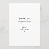 Modernes Hochzeitmenü mit einfacher Handschrift Menükarte (Rückseite)