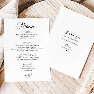 Modernes Hochzeitmenü mit einfacher Handschrift Menükarte