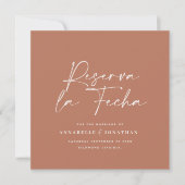Modernes Hochzeitreservat La Fecha terracotta Save The Date (Vorderseite)