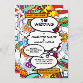 Modernes Hochzeitsbuch mit farbenfrohen typografis Einladung (Vorne/Hinten)