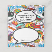 Modernes Hochzeitsbuch mit farbenfrohen typografis Platzkarte (Außenseite Aufgefaltet)