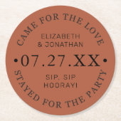 Modernes Hochzeitsdatum für maßgeschneiderte Hochz Runder Pappuntersetzer (Vorderseite)