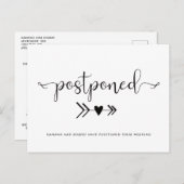 Modernes Hochzeitserlebnis Herzstück Schwarz-weiß Ankündigungspostkarte (Vorne/Hinten)