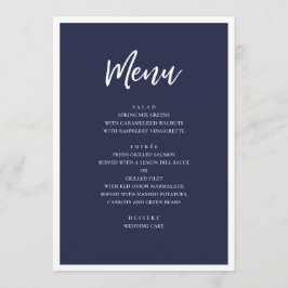 Modernes Hochzeitsessen der Marine. Einfach minima Menükarte