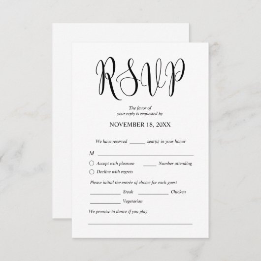 Modernes Hochzeitsessen lädt zur UAWG-Eintrittskar Begleitkarte (Vorne/Hinten)