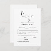 Modernes Hochzeitsessen lädt zur UAWG-Eintrittskar Begleitkarte (Vorne/Hinten)