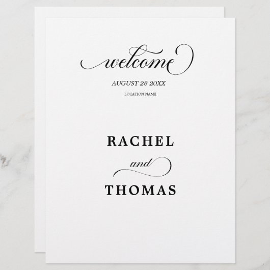 Modernes Hochzeitsfeierprogramm (Vorne/Hinten)