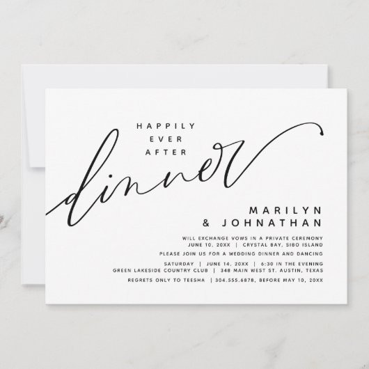 Modernes Hochzeitsgeschenk nach dem Abendessen Einladung (Vorderseite)