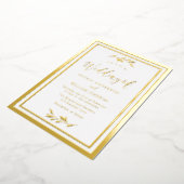 Modernes Hochzeitsgolden - Leaf Elegante Grenze Folieneinladung (Gedreht)