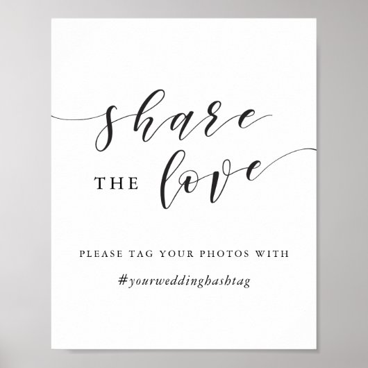 Modernes Hochzeitshashtag - Liebe-Zeichen teilen Poster (Vorne)