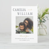 Modernes Hochzeitsheim Grün Gold DANK IHNEN FOTO Einladung (Stehend Vorderseite)