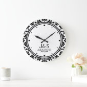 Modernes Hochzeitskaffee Personalisiert Große Wanduhr (Zuhause)