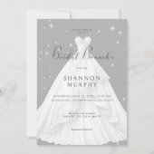 Modernes Hochzeitskleid auf Gray Sparkle Bridal Br Einladung (Vorderseite)