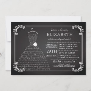 Modernes Hochzeitskleid-Brautparty Einladung