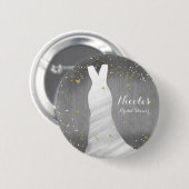 Modernes Hochzeitskleid Confetti Hearts Brautparty Button (Vorne & Hinten)