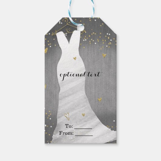 Modernes Hochzeitskleid Confetti Hearts Brautparty Geschenkanhänger (Vorderseite)