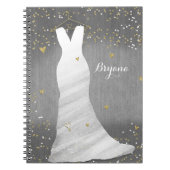 Modernes Hochzeitskleid Confetti Hearts Brautparty Notizblock (Vorderseite)