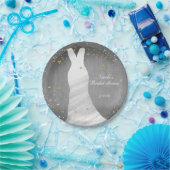 Modernes Hochzeitskleid Confetti Hearts Brautparty Pappteller (Party)