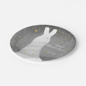 Modernes Hochzeitskleid Confetti Hearts Brautparty Pappteller (Schrägansicht)