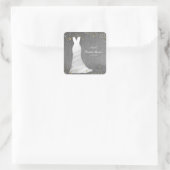 Modernes Hochzeitskleid Confetti Hearts Brautparty Quadratischer Aufkleber (Tasche)