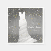 Modernes Hochzeitskleid Confetti Hearts Brautparty Serviette (Vorderseite)