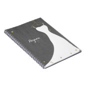 Modernes Hochzeitskleid & Gold Hearts Brautparty Notizblock (Rechte Seite)