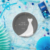 Modernes Hochzeitskleid & Gold Hearts Brautparty Pappteller (Party)