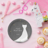 Modernes Hochzeitskleid & Gold Hearts Brautparty Pappteller (Party)