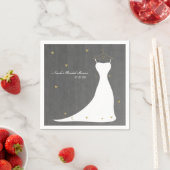 Modernes Hochzeitskleid & Gold Hearts Brautparty Serviette (Beispiel)