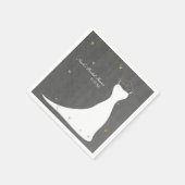 Modernes Hochzeitskleid & Gold Hearts Brautparty Serviette (Ecke)