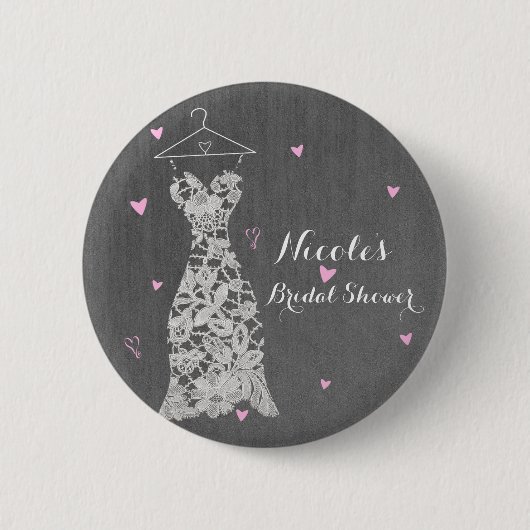 Modernes Hochzeitskleid Grau Chic Brautparty Button (Vorderseite)