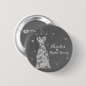 Modernes Hochzeitskleid Grau Chic Brautparty Button (Vorne & Hinten)