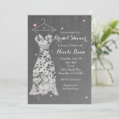 Modernes Hochzeitskleid Grau Chic Brautparty Einladung (Stehend Vorderseite)