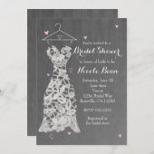 Modernes Hochzeitskleid Grau Chic Brautparty Einladung (Vorne/Hinten)