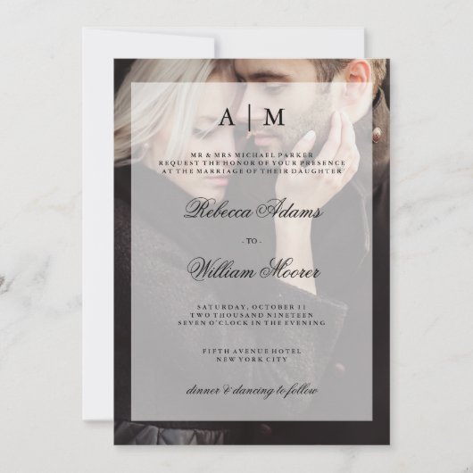 Modernes Hochzeitsladen mit Overlay Einladung (Vorderseite)