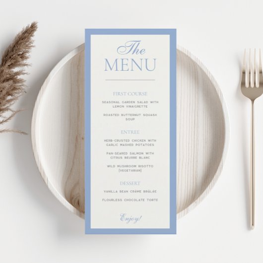 Modernes Hochzeitsmenü an der Grenze Menükarte