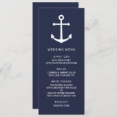 Modernes Hochzeitsmenü der Nautic Navy Menükarte (Vorne/Hinten)