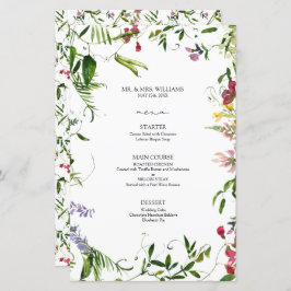 Modernes Hochzeitsmenü der Wildblume Calligraphy S