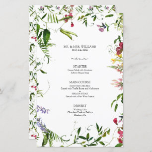 Modernes Hochzeitsmenü der Wildblume Calligraphy S