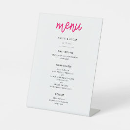 Modernes Hochzeitsmenü für Kalligraphie Sockelschild