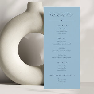 Modernes Hochzeitsmenü in Colorblock Babyblau Menükarte