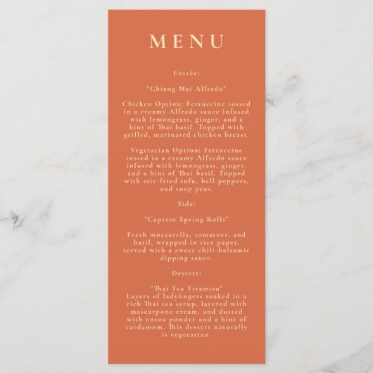 Modernes Hochzeitsmenü Menükarte (Vorderseite)