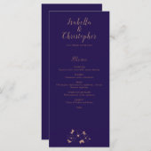 Modernes Hochzeitsmenü mit Kupfer und Blumen Menükarte (Vorne/Hinten)