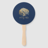 Modernes Hochzeitsmenü von Willow Tree Navy Blue G Fächer (Rückseite)