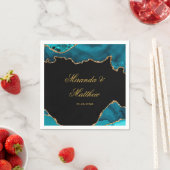 Modernes Hochzeitspapier für Aquamarine und Gold-A Serviette (Beispiel)