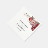 Modernes Hochzeitspapier mit rustikalem Burgunder Serviette (Ecke)